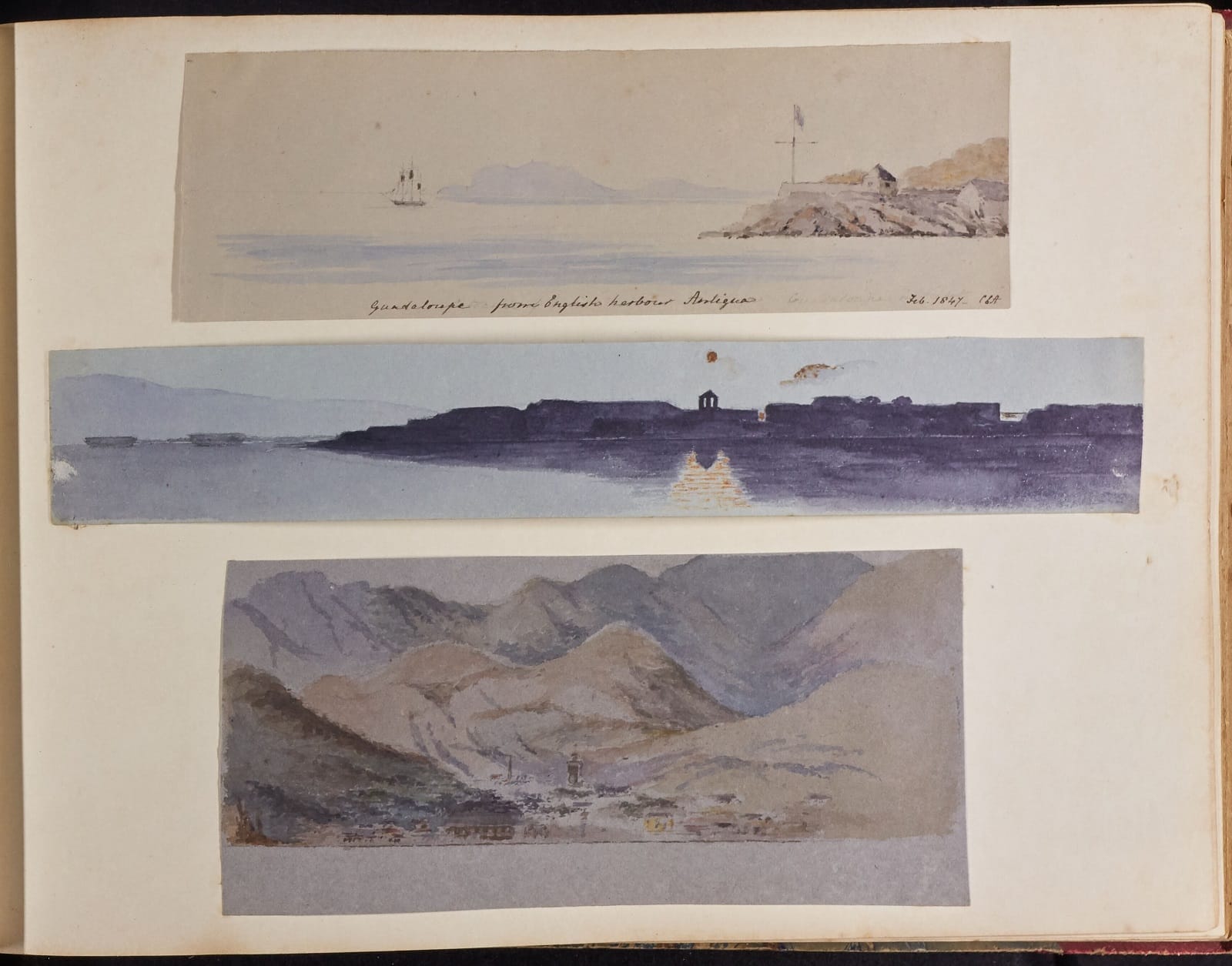 Admiral Sir Francis William Austen (1774–1865) was one of two of Jane Austen’s naval officer brothers. This Album of Sketches, is filled with watercolour art of picturesque mountains alongside peaceful water imagery.